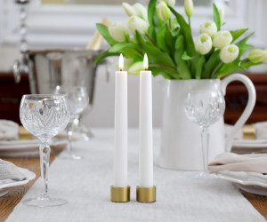 20cm Set 2 White Lux Flameless Taper White Candles