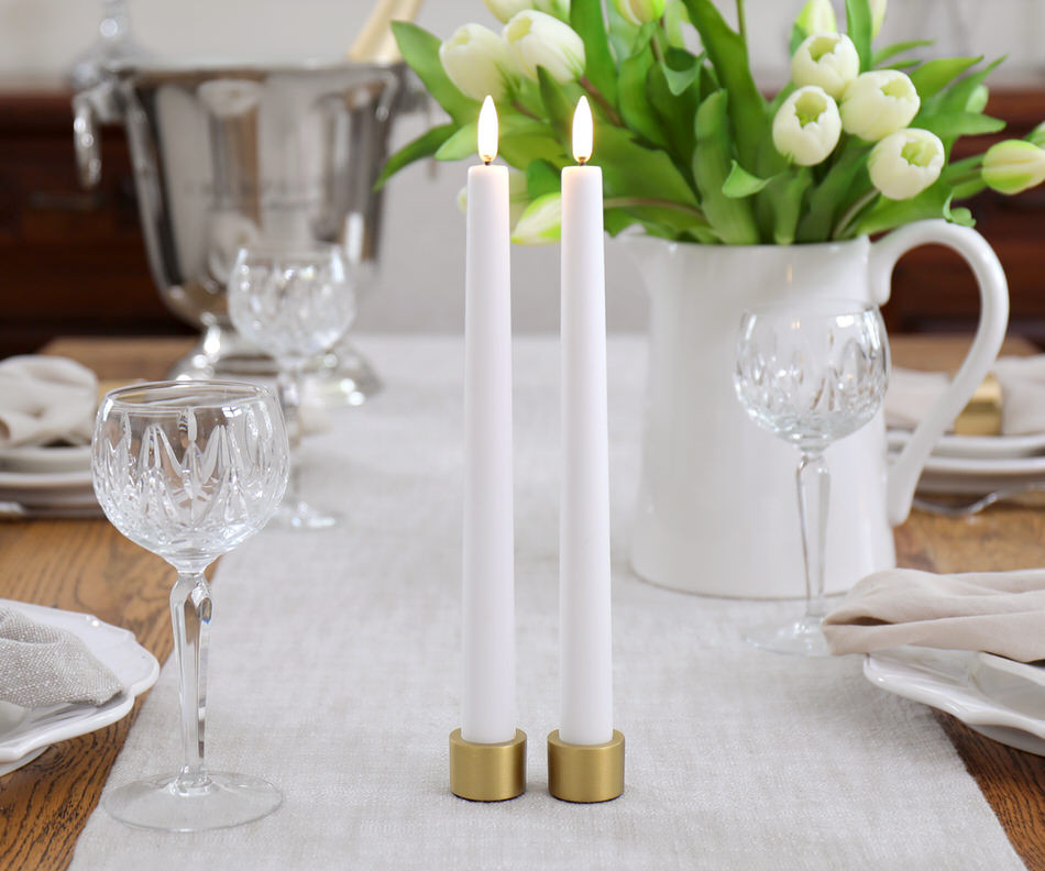 25cm Set 2 White Lux Flameless Taper Candle