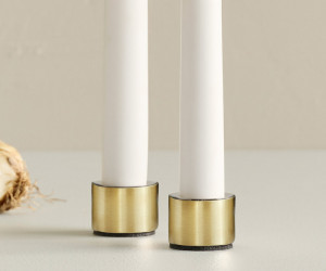 Set 2 Gold Taper Candle Holders