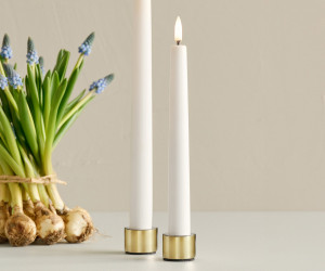 Set 2 Gold Taper Candle Holders