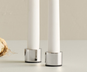 Set 2 Silver Taper Candle Holders