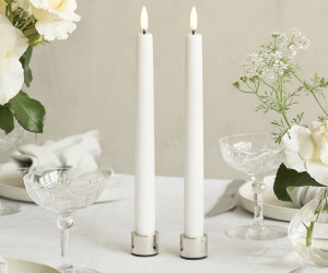 Set 2 Silver Taper Candle Holders