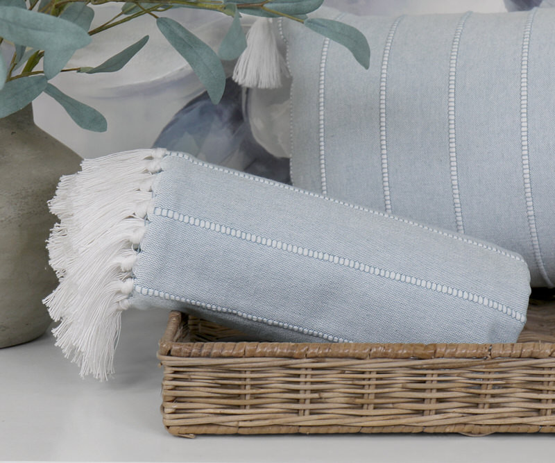 Brighton Blue Chambray Cotton Throw