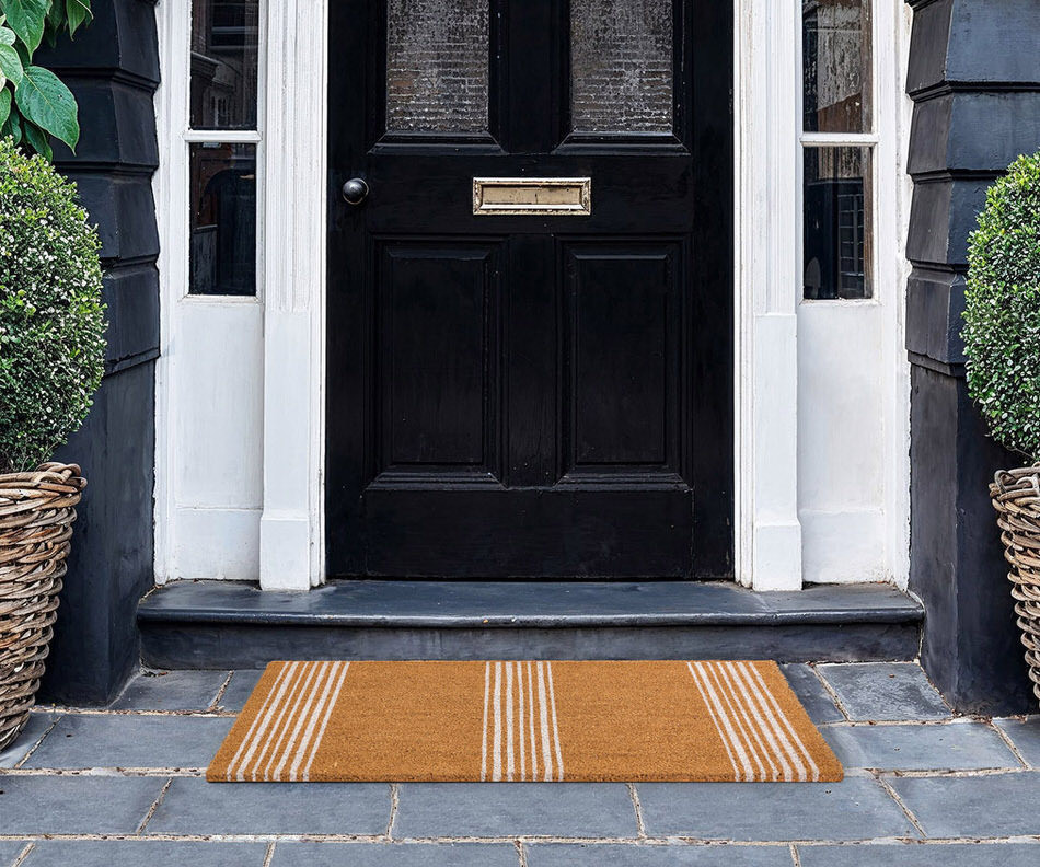 White 3 Ticking Stripe Doormat