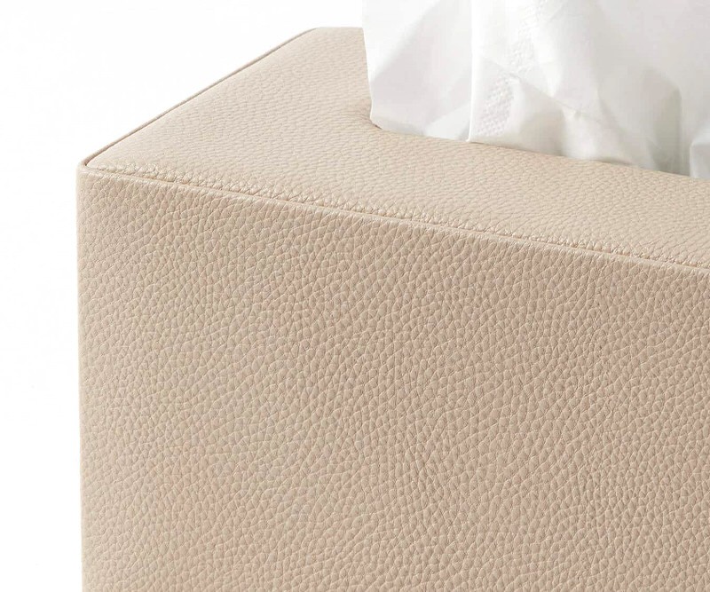 Faux Leather Tissue Box Cover – Light Blue