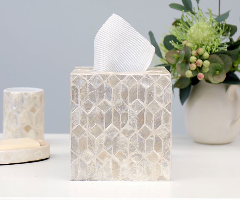 Belle Tissue Box Cover - Mother of Pearl