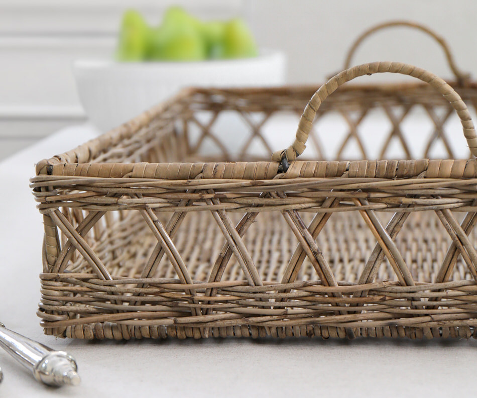 Small Stanton Diamond Weave Rattan Tray