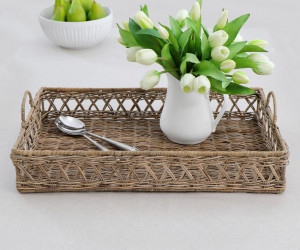 Medium Stanton Diamond Weave Rattan Tray