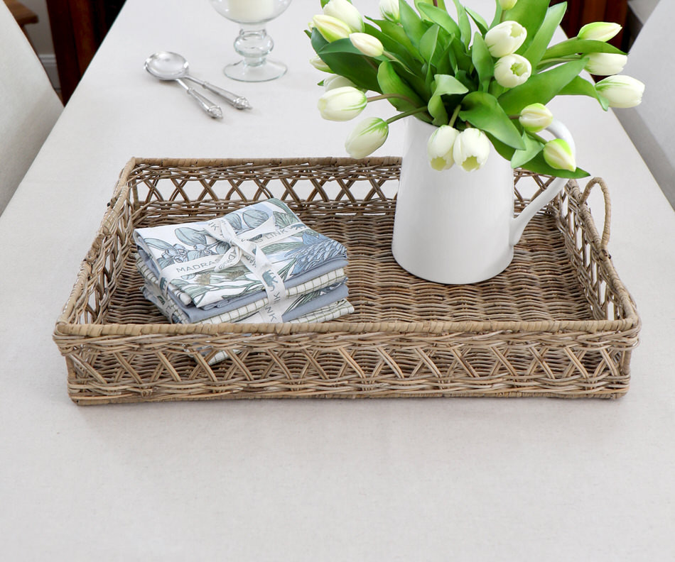 Medium Stanton Diamond Weave Rattan Tray