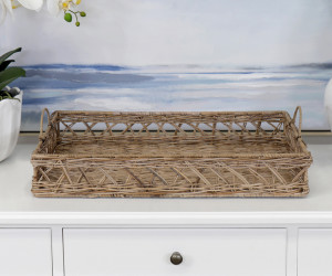 Small Stanton Diamond Weave Rattan Tray