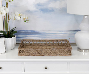 Small Stanton Diamond Weave Rattan Tray