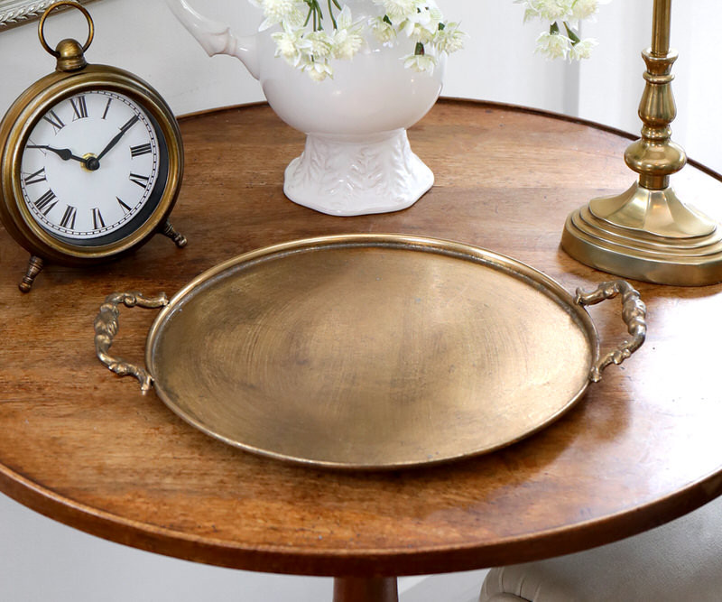 Large Beatrice Antique Gold Round Tray
