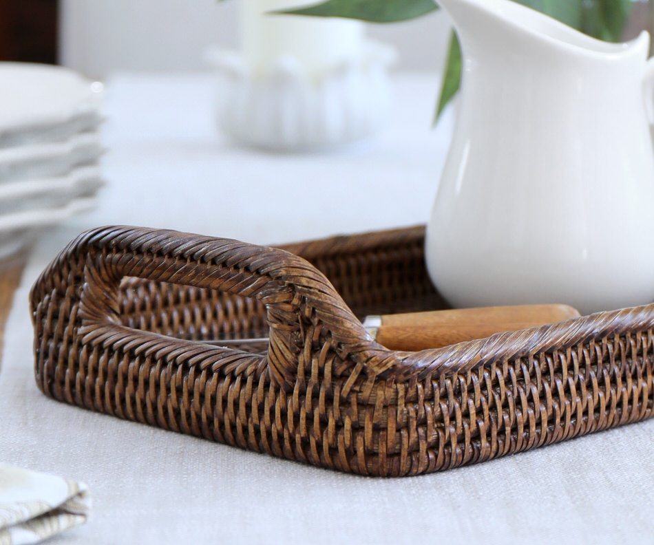 Small Bayview Brown Rattan Tray