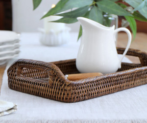 Small Bayview Brown Rattan Tray