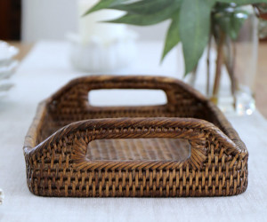 Small Bayview Brown Rattan Tray