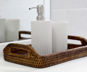 Small Bayview Brown Rattan Tray