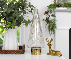 Large Aurora Gold Light-Up Glass Christmas Tree