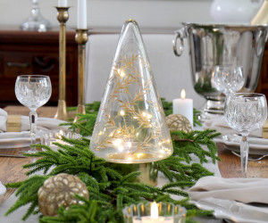 Small Aurora Gold Light-Up Glass Christmas Tree