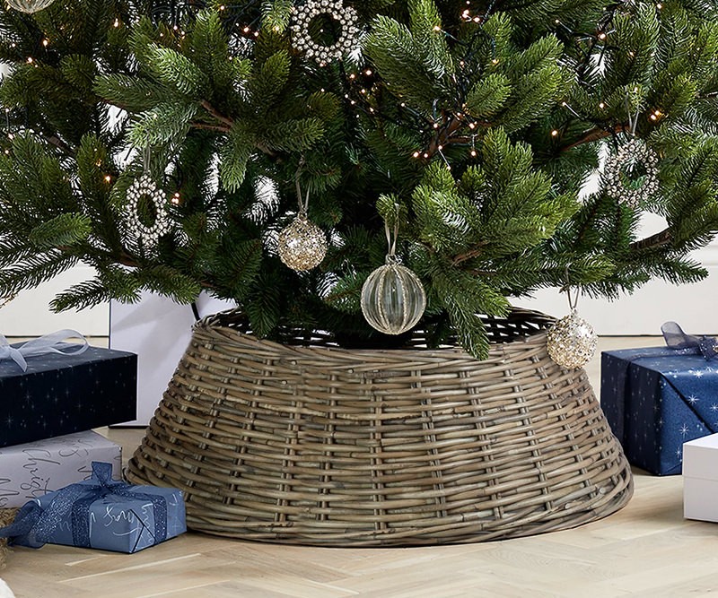 Rattan Christmas Tree Skirt - Antique Grey