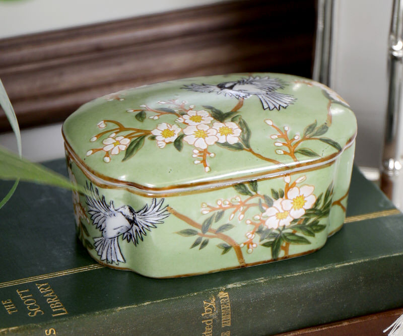 Morningside Green Blossom Trinket Box