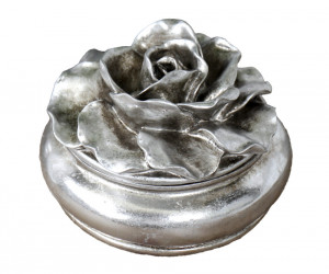 Large Camellia Antique Silver Trinket Box