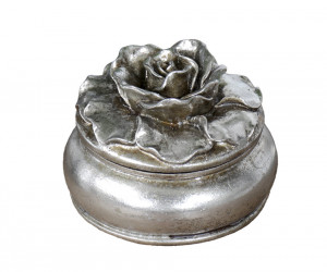 Small Camellia Antique Silver Trinket Box