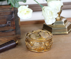 Folia Gold Trinket Box Leaf