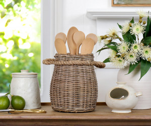 Breton Rattan Utensil Holder