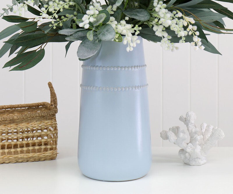 Chiara Beaded Blue Vase - Tall