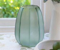 Phoenix Fluted Green Glass Vase