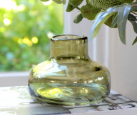 Short Ariella Green Glass Vase