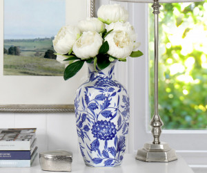 Cortesia Blue & White Floral Vase