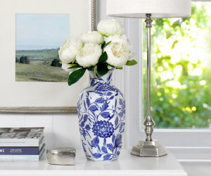 Cortesia Blue & White Floral Vase