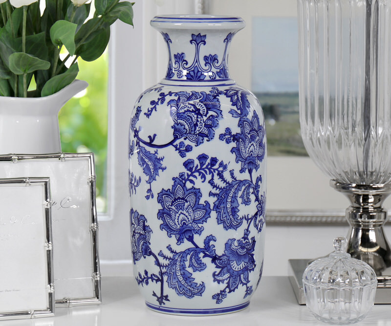 Montague Tall Blue & White Vase