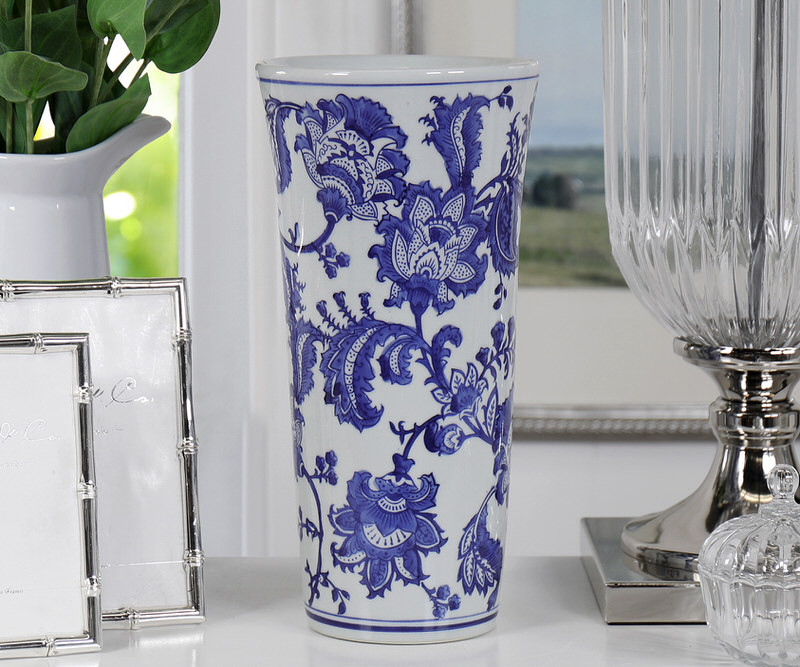 Montague Tapered Blue & White Vase