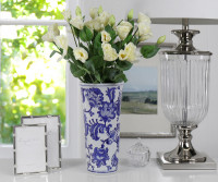 Montague Tapered Blue & White Vase