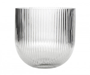 Short Cleveland Ribbed Glass Vase - Clear