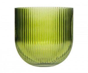 Short Green Cleveland Ribbed Glass Vase