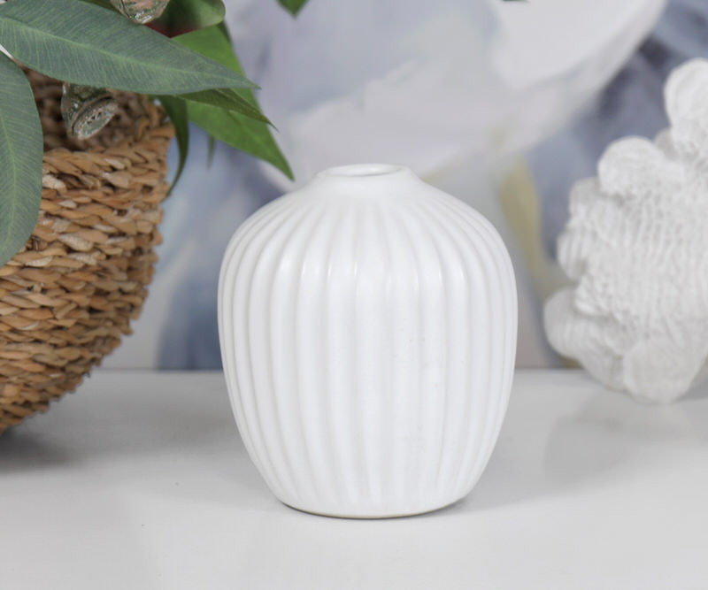 Medium Sidcup Fluted White Bud Vase