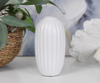 Tall Sidcup Fluted White Bud Vase