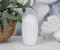 Tall Sidcup Fluted White Bud Vase