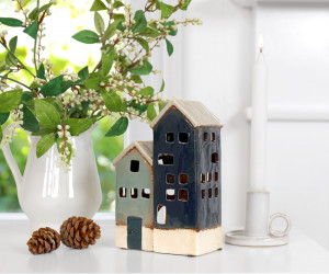 Brampton Blue Village House Tealight