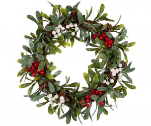 Mistletoe & Holly Christmas Wreath 35cm