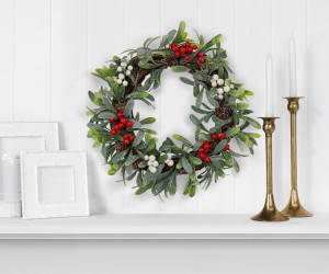 Mistletoe & Holly Christmas Wreath 35cm