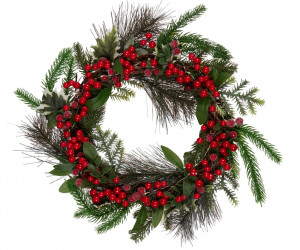 LED Holly Berry Christmas Wreath 45cm